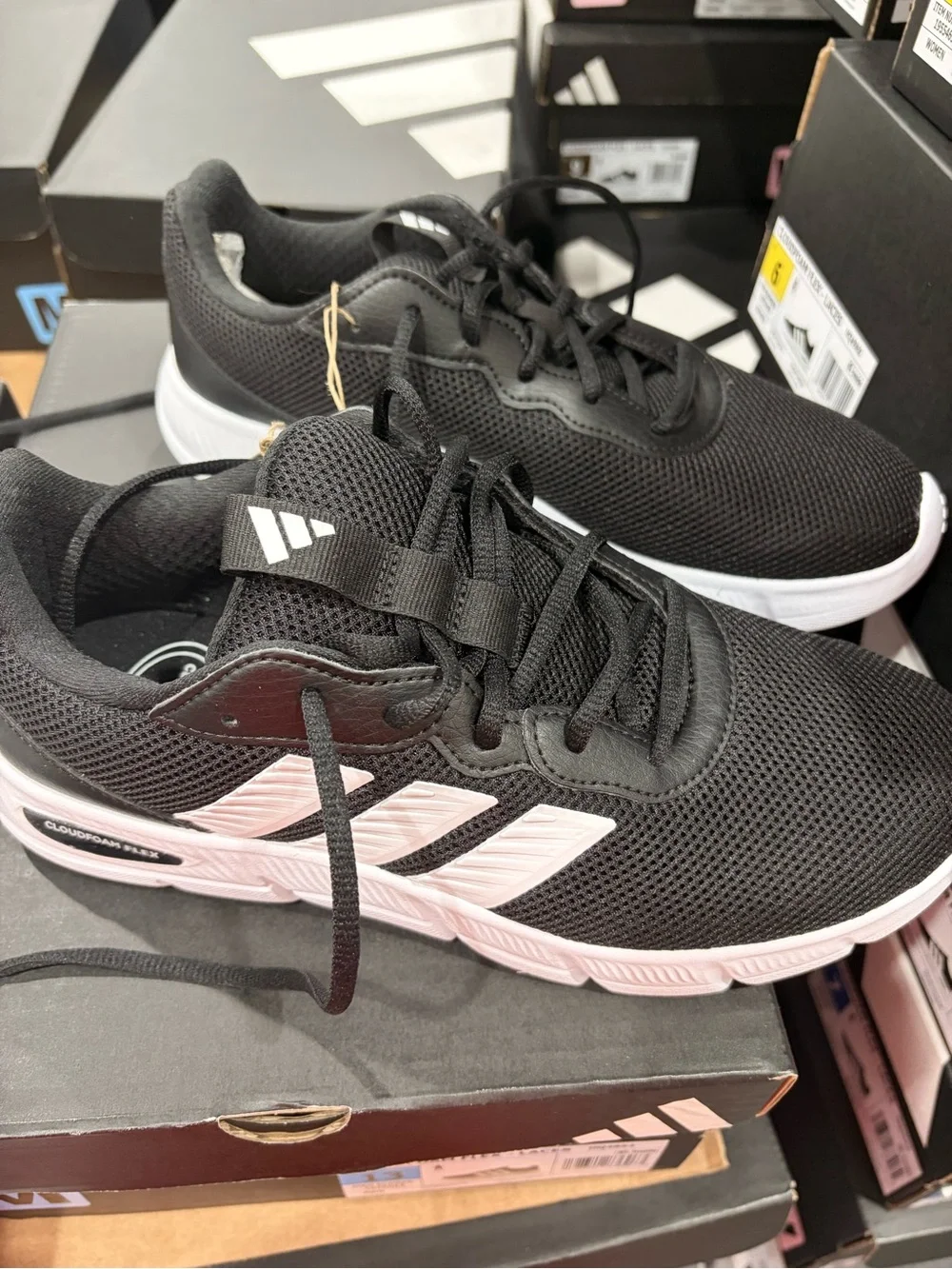 adidas men  Black Athletic Mesh Sneakers with White Stripes new with tag